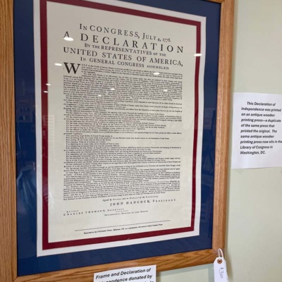 Framed Declaration of Independence replica